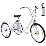 【GRAND ESPACE DE RANGEMENT】Ce tricycle électrique pour adulte est très pratique grâce à son panier arrière surdimensionné et durable qui vous permet de transporter tout type de charge, comme les courses, un pique-nique, le camping, etc., sans compromettre votre confort et votre visibilité.