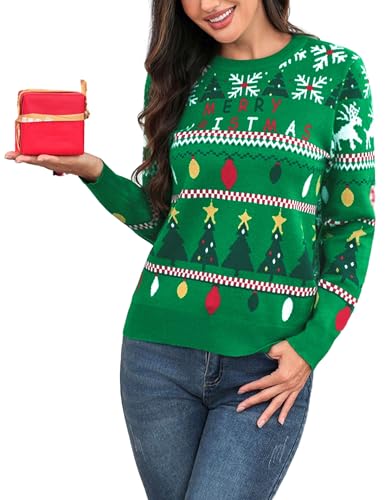 Totatuit Weihnachtspullover Damen Rundhals Langarm Strickpullover...