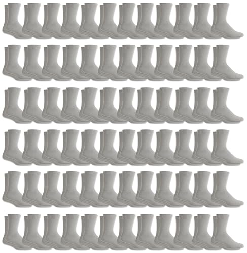 Yacht & Smith 72 Pairs Of Mens Wholesale Bulk Sports Crew, Athletic Case Pairs Socks (72 Pairs Gray, Mens 10-13 (Shoe Size 7-12))