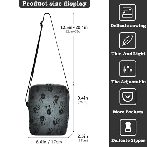 Halloween Black Handprint crossbody messenger bag Crossbody Bags For Women Casual Purse Cross Body Adjustable Strap for Shopping Shopping3