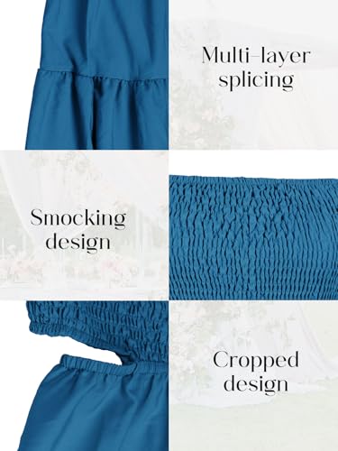 Image of WXN Womens Spaghetti Strap Sundress Casual Summer Long Maxi Dress Smocked A Line Swing Cocktail Party Vacation Dresses