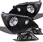 AKKON - For 2005 2006 2007 Odyssey Black Bezel Headlights Replacement + Smoked Fog Light w/Switch Pair Left + Right