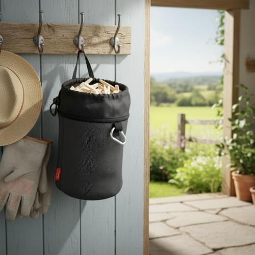 Miniatura 3 de Jata Hogar Hpla5211 - Bolsa Para Pinzas De Ropa Con Mosquetón, Organizador Para Tendedero Interior Y Exterior, Resistente A La Intemperie, Capacidad 100-150 Pinzas, Poliéster