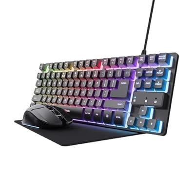 GXTrust 1794 Pack Teclado Gaming QWERTY Español con Ratón y Alfombrilla, Combo LED 3 en 1, Ratón Inalámbrico Recargable para Gamer 80h de Autonomía, Teclado TKL USB para PC, Negro | Ya disponible en tu tienda friki favorita! En mundofriki.es!