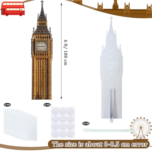 Image of DoubleFill 6 Ft Big Ben Cardboard Cutout British Themed Party Decorations Stand up Life Size London Decorations Big Ben Photo Prop Backdrop for England London Themed Party Decor(Brown,Classic)