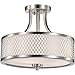 NUVO 60/4692 Three Light Semi Flush Mount, Pwt, Nckl, B/S, Slvr