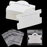 Fulmoon 100 Pcs Bracelet Display Cards for Selling Jewelry 3.94 x 2.83 Inch Necklace Display Hanging Cards with 4.33 x 5.51 Inch Bags for Jewelry(White)