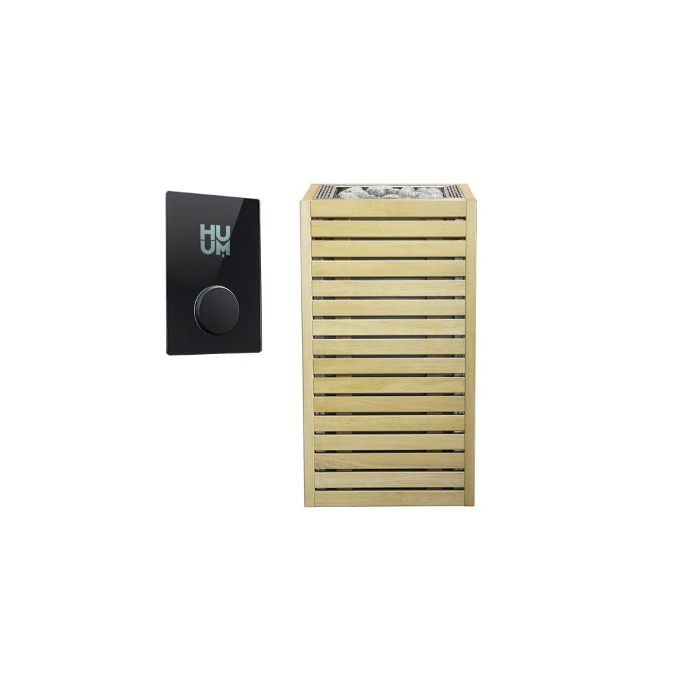 HUUM CORE6 6.5KW Series, Sauna Heater, Customizable Exterior with Control (Sauna Stones Included) (6.5kW Alder Wood - Stainless Steel Inlay, UKU WiFi - Glass)