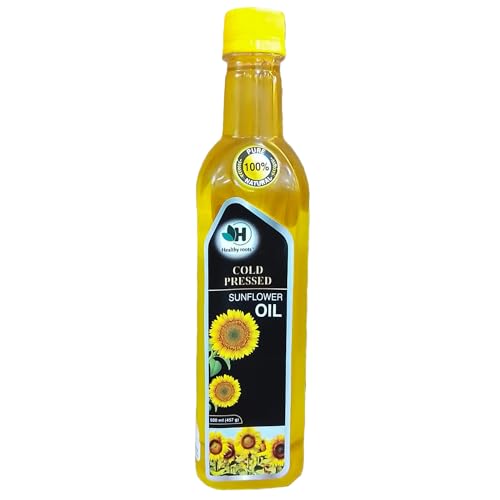 Image of Healthy Roots 500ml Cold Pressed Sunflower Oil (Virgin, Chekku /Ghani) - 500 ml Wood Pressed Sunflower Oil for cooking