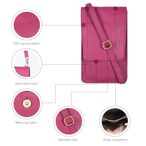 Image of Oak Leathers Small Crossbody Bag For Women - Mini Cell Phone Purse - Crossover Wallet Bag With Adjustable Shoulder Strap