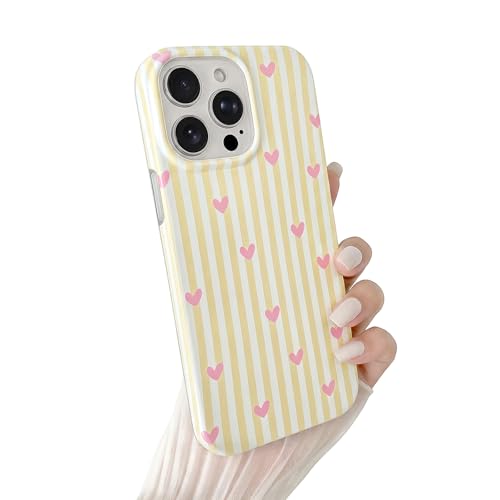 Coque iPhone 15 Pro design esthétique jaune, idée cadeau tendance
