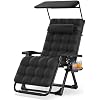 Suteck Zero Gravity Chair with Canopy, Reclining Camping Lounge Chair w/Removable Cushion, Upgraded Lock and Cup Holder, Reclining Patio Chairs Folding Recliner for Indoor and Outdoor