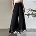 SGASY Womens High Waist Wide Leg Pants Chiffon Palazzo Loose Fit Flowy Lightweight Long Trousers Fashion Outfits Black Large