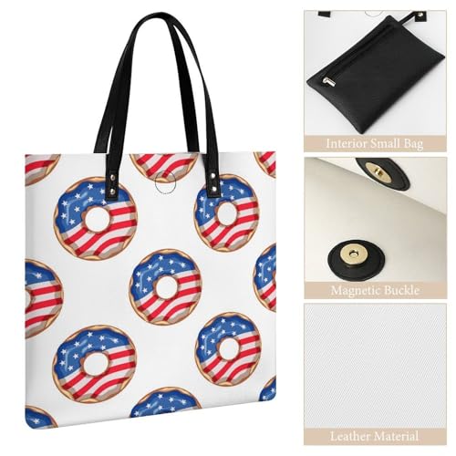 Sac à main shopper beignet drapeau américain grand format 39x39cm - 5