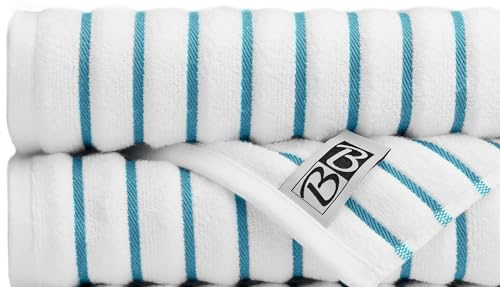 Luxury Pool/Beach Towels, 100% 2-Ply Cotton Loops, 36x70, Turquoise, 2-Pack