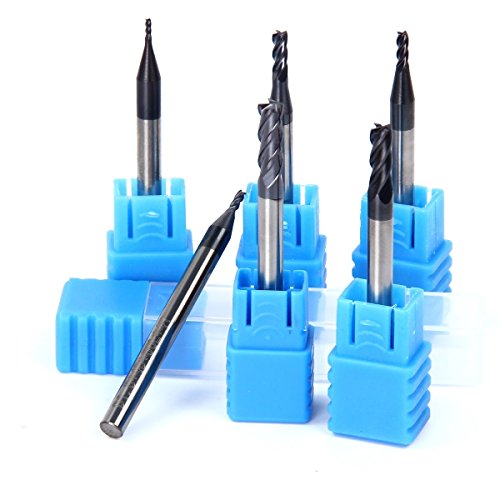 Latinaric 6 piezas CNC Flauta Molino Cortador Broca Herramienta De Taladro 1mm 1.5mm 2mm 2.5mm 3.5mm 4mm Conjunto de herramientas Cover