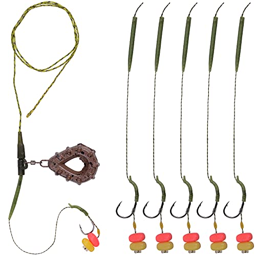 Carp Fishing Hair Rigs Kit,Boilies Fishing Rigs with Carp Sinker Corn Bait Curved Barbed Carp Hook Swivel Carp Fishing Accessories Equipment