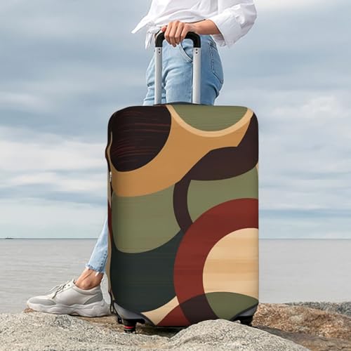 Housse élastique pour valise M noire avec motifs de cercles géométriques - 7