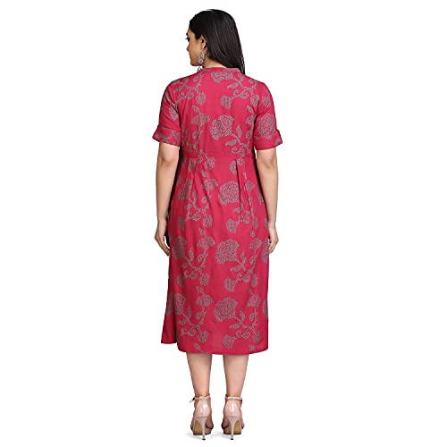 Image of Rangavali Stylish Dress for Women | Western A-Line Maxi Long Gown for Womens | Cotton Dresses for Ladies | 1 Piece | Maroon