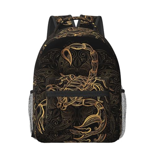Sac à dos voyage cabine imprimé scorpion doré pour ordinateur portable et déplacements pros