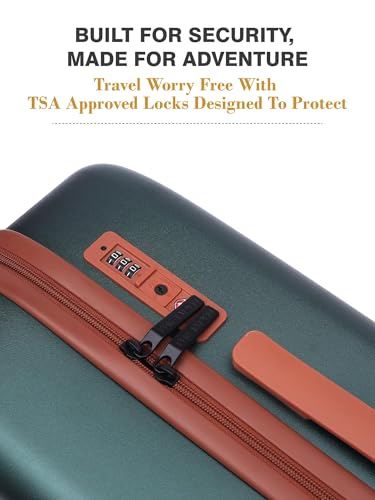 Image of FUR JADEN The Wayfarer 75cm Polycarbonate Travel Luggage Suitcase with 8 StealthTech Silent Shock Absorbing Wheels, TSA Lock & Aviation Grade Telescopic Trolley (Forest Green, Large 28 inch)