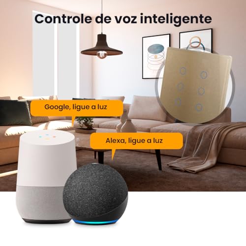 Interruptor inteligente Haiz Touch Screen 6 Botões Compatível com Alexa e Google Home Resistente à Á