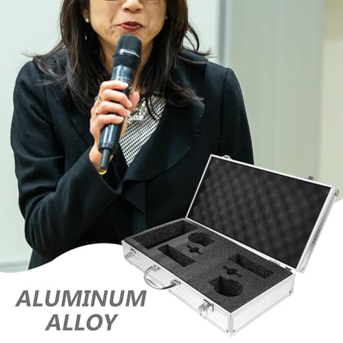 Mallette pour microphone sans fil argentée en alliage d'aluminium à 2 fentes - 6
