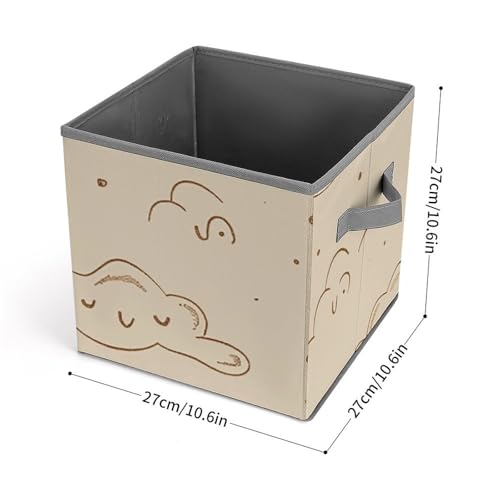 Cube de rangement anti-désordre beige pliable avec poignée armoire - 3