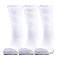 Under Armour Men's Heatgear Crew Socks 3-Pieces Set, Large, White/Steel
