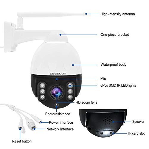 Outdoor WiFi PTZ 5X Optical Zoom IP 2MP Camera for Security Surveillance with Built-in Two Way Audios Support 128Gb SD Card Slot,IP66 Waterproof,IR Night Vision,RTSP and E-Mail Push Alerts - Thumbnail 4