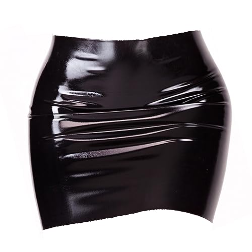 Women's Latex Rubber Gummi Black Mini Skirt