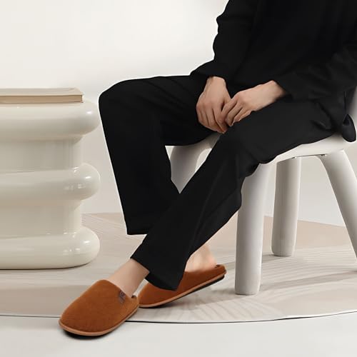 Image of COFACE Unisex Mens Womens Cozy Memory Foam Scuff Slippers Casual Slip On Warm House Shoes Indoor /Outdoor Felt Sandal Slippers Size 4-15
