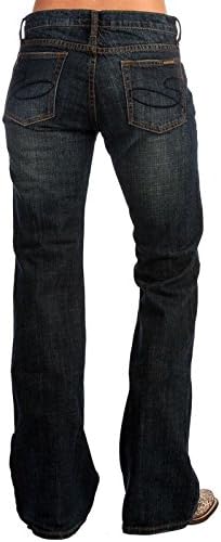 Stetson Apparel Women's Dark Blasted Low Rise 816 Classic Fit Boot Cut Jeans Blue 6 38XL