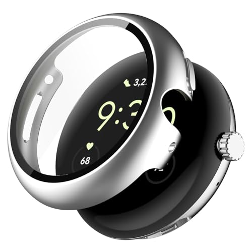 INIAYOH For Google �O�[�O�� Pixel Watch 3 (45 mm) �J�o�[ �Ή�google pixel watch 3 45mm�ی�P�[�X �����K���X�t�B����+���ϏՌ�PC�t���[�� �ȒP�Ɏ��t���E�� �w��h�~ �y�ʃX�����݌v(�X