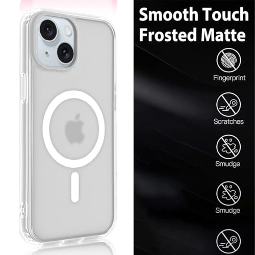 Image of for iPhone 15 Case | Frosted Translucent Hard Back Cover | Slim Translucent Matte Shockproof | Compatible with Mag-Safe (White)