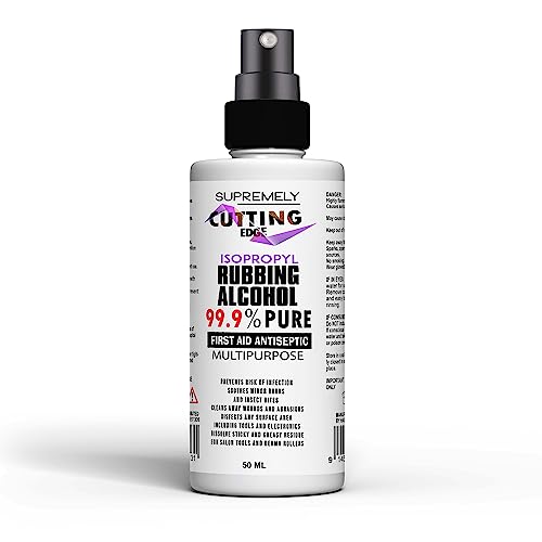 Isopropyl Rubbing Alcohol 99.9% Multipurpose First Aid Antiseptic Infection Preventor Massaging & Sponge Baths & All Over Cleaner Disinfectant (50ml with Spray)