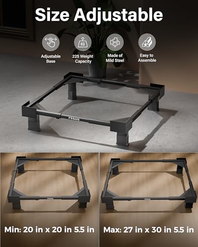 Image of FEDUS MAXISTAND Heavy Duty Metal Fridge Stand Trolley (No Wheels) Anti-Vibration Adjustable Base (20x20 to 27x30 Inch) for Single Double Door Refrigerator, 225kg Load Samsung, Haier, LG, Haier, Godrej