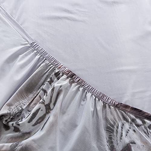 Cliab White Tiger Bedding Set Full Double Size 3D Animal Print For Kids Boys Teens Duvet Cover Set 7 Pieces(Fitted Sheet Included) #TOP4