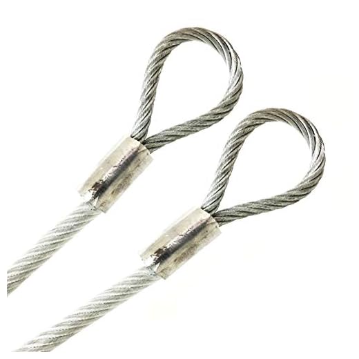 PSI, 3/16" Vinyl Coated Galvanized Steel Cable with Loop Ends, 1/8" Core Diameter, 7x19 Braids, Flexible Multi-Purpose DIY Outdoor Safety Guide Wire Rope (4 feet, Clear)