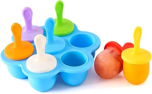 Image of Mrsdry Silicone Pospicle Mould Set Frozen Kulfi Candy Ice Cream for Children & Adults, 16L x 16W x 8.1H cm, Blue, Pack of 1