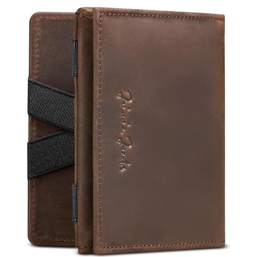 Jaimie Jacobs Flap Boy - Das Original Magic Wallet mit Münzfach RFID-Schutz Magischer Geldbeutel magisches Portemonaie Brieftasche mit Kleingeldfach Herren echtes Leder (Büffelleder Braun)