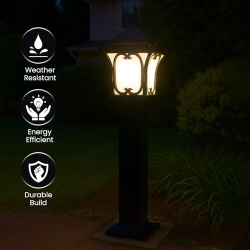 Image of GIGAWATTS Apple 30 Outdoor Garden Light - 101% Rust & Waterproof Die-Casting Aluminium Exterior Lamp for Garden, Boundary Street & Home Entrances (B22 Holder, Bulb Not Included, Black)