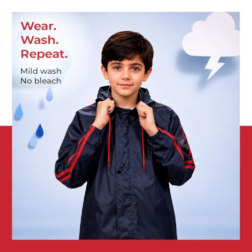 Image of Lifelong Reversible Double Layered Hooded Raincoat with Pants for Kids (Unisex) |Kids Rain Suit |Standard Length Rainwear with Elastic Cuffs | Rainwear for Boys & Girls (Age 14-16 Year, Blue)