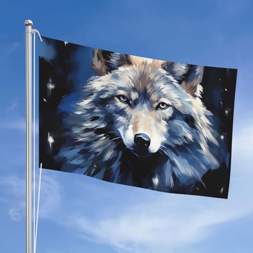 Drapeau loup double face bleu 1,2x1,8m pour votre décoration