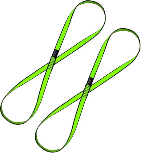 KIKIGOAL 18MM Nylon Climbing Sling Runner 23KN CE2008/EN566 Rock Climbing Webbing Straps for Outdoor Climbing, Rappelling, Swing, Yoga Hammock etc (120 CM/48 Inch, 2PCS GREEN)