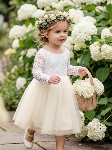 Image of Topmaker Flower Girl Dress for Toddler Baby Girls,Lace Tulle Dress for Wedding,Birthday Party,Photoshoot,Special Occasion
