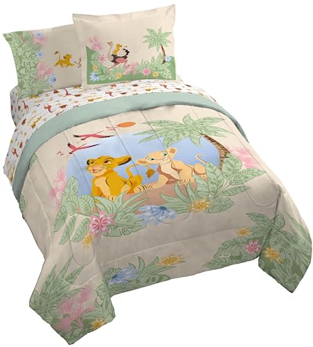 Jay Franco Kids Comforter Set Includes Sheets and Pillow Covers - Soft and Cozy Bed Set for Stylish Room Decor, Multi - Lion King, 7 Piece Queen Size Bedding