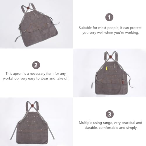 Delantal multi-bolsillos grueso lavable para trabajo gris oscuro miniatura 6