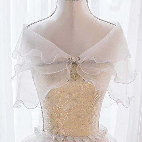 White Elegant Multi Layer Tulle Shawl Rhinestones Wedding Wrap Bridal3