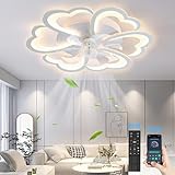 CACCISUN 27' Smart Ceiling Fan with Lights and Remote, Modern Flush Mount Enclosed Ceiling Fan, Low Profile Dimmable Indoor Ceiling Fan Light for Bedroom Living Room Kitchen Kids Room Patio - White